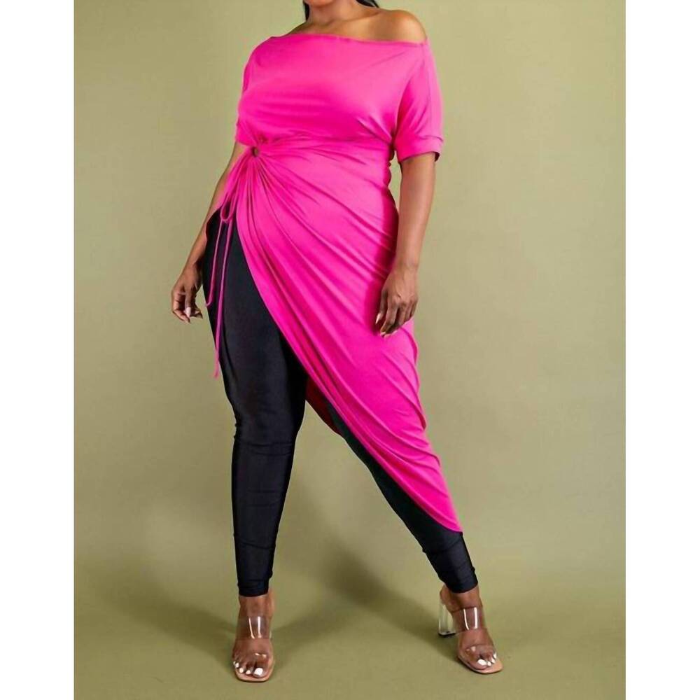 NEW CURVE MARKET pink to the point tunic top in pink